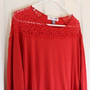 ON Red Maternity Long Sleeve Top with Lace